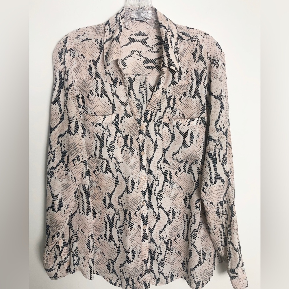 Express V-Neck Buttoned Down Shirt